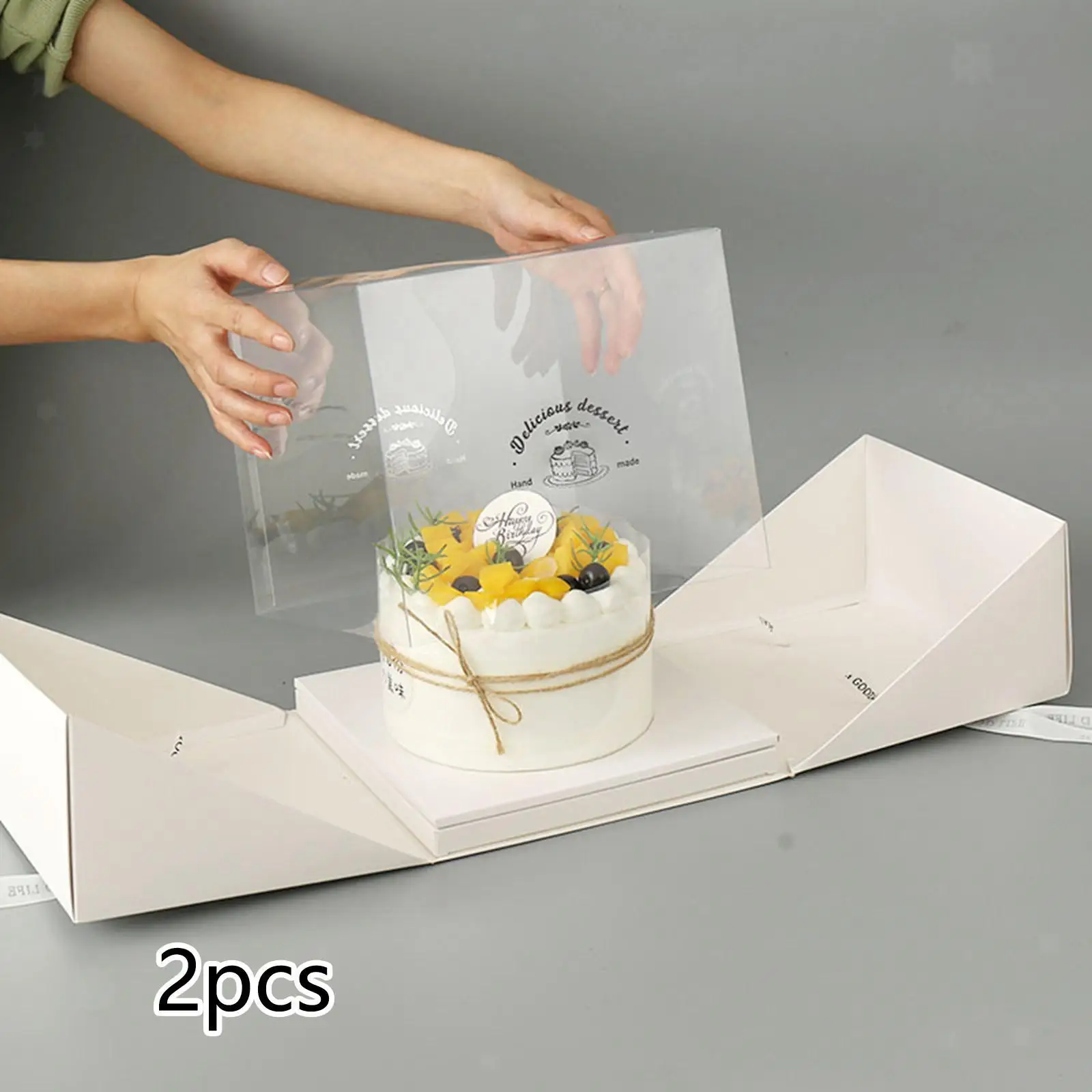 TH CB-167 New Design 2 Pieces Cake Box Storage Carrier Clear for Wedding Birthday Cupcakes Box