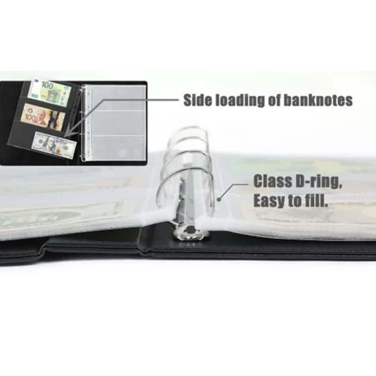Customized 370 Pockets Coin And Notes Currency Money Stamp Collecting Binder Coin Collector Black Album Coin Collection Book