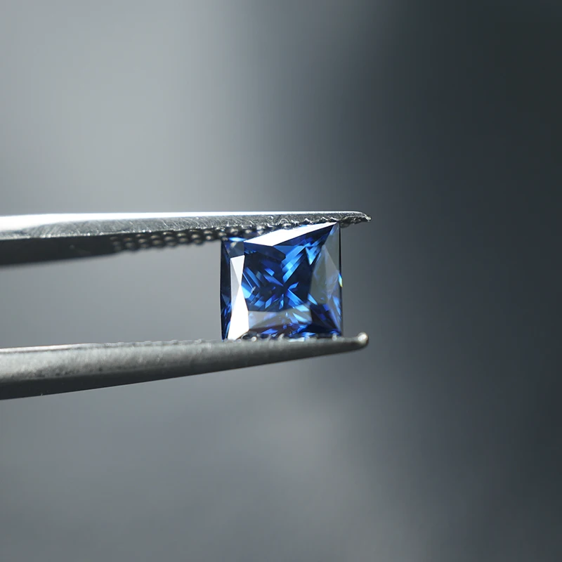 SICGEM Wholesale Square Princess Cut1.5 mm-8.0 mm Bule Color Factory Production Moissanite Diamonds Bulk