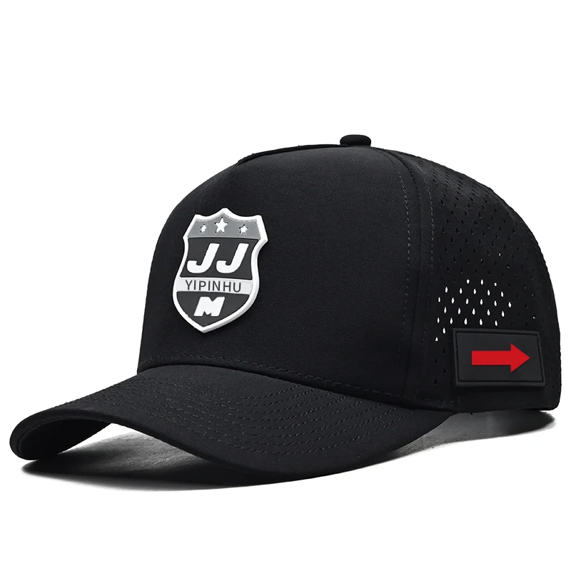 Custom Rubber Logo Cooling Fabric Adjustable Trucker Hat Snapback Hats Water-Resistant Baseball Caps Golf  Running Workout Hat
