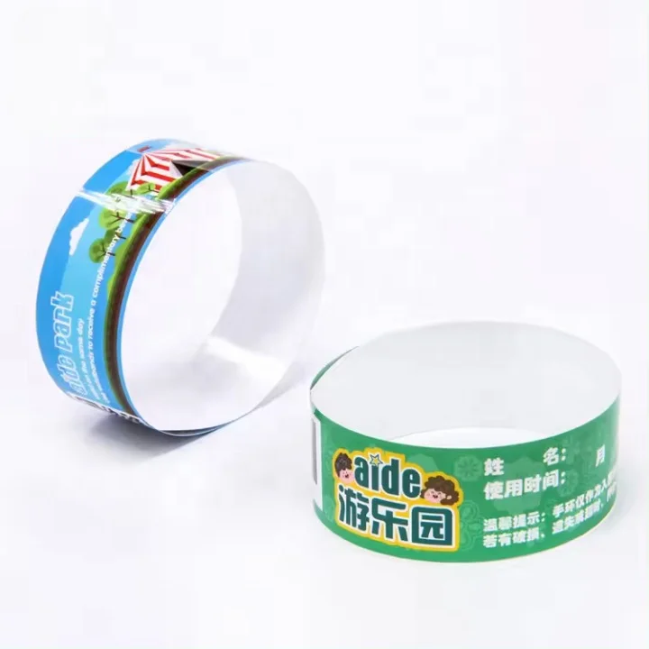 Buy Custom Theme Amusement Park Paper Admission Ticket Hand Bracelets paper party tyvek wristband Coloured Wristbands Maker