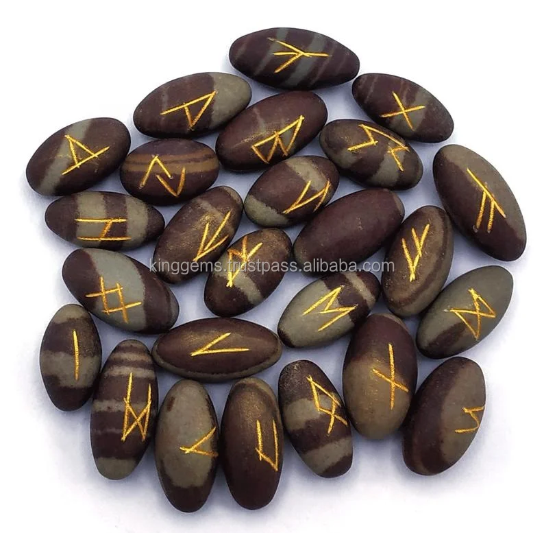 BEST QUALITY  NATURAL NARMADA SHIVA LINGAM RUNE SETS HEALING CRYSTALS 25 PIECES ENGRAVED SHIVA RUNE SET STONES AGATE RUNE SET