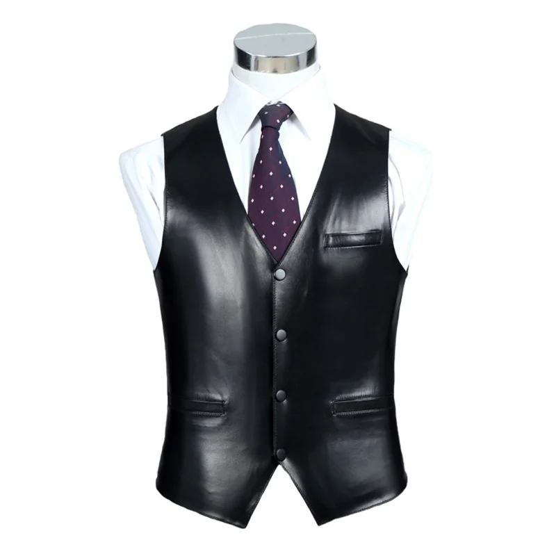 Genuine Leather Vest for Men High Quality Casual Style Vest Fashion Winter Adult Plus Size Vest with Customized logo Colors