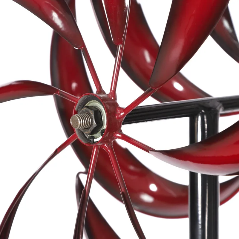 360 Degrees Red Blade Outdoor Windmill Metal Yard Art Spinners Metal Kinetic Wind Spinner