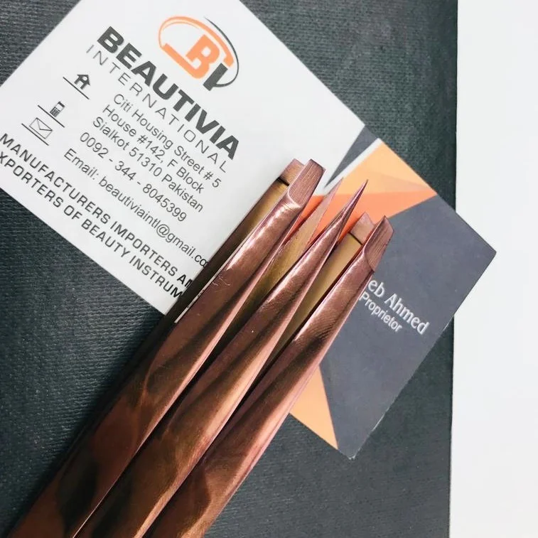 Rose Gold Plated Stainless Steel Eyebrow Tweezers Scissor Set Brow Shaping Tweezer Beauty Cosmetic Tools