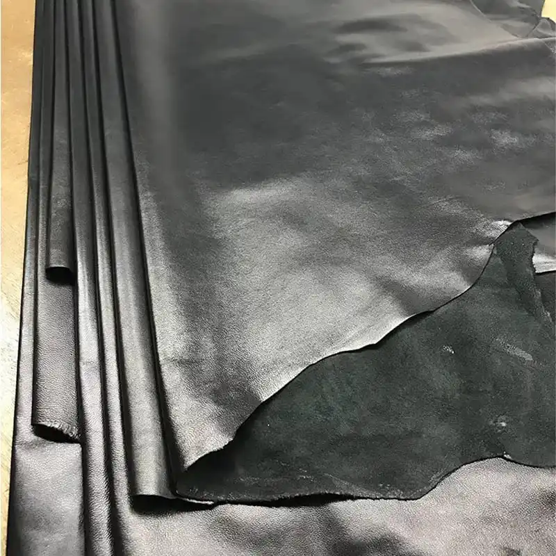 Black Washed Goat Real Grain Leather Quality A Grade Genuine Leather Soft Sheep Skin Leather