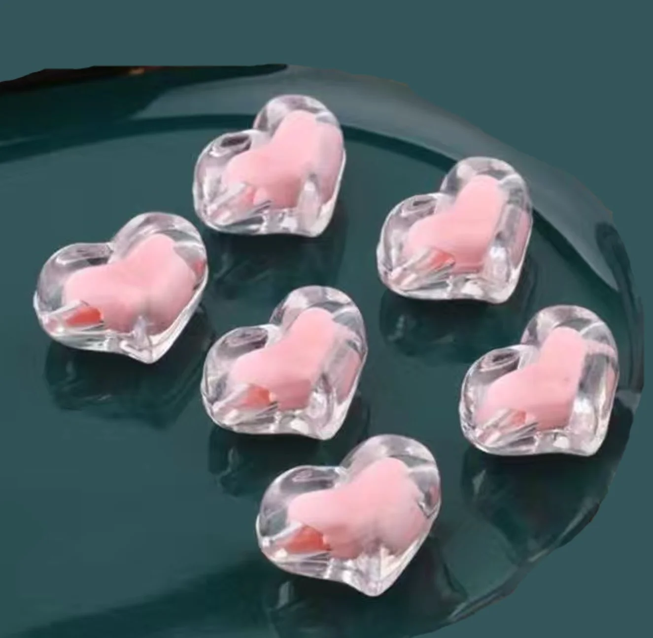 20MM  215pcs  transparency  Acrylic heart Beads hole frog spawn  Chunky Loose Spacer Beads Inner Colored Round Beads Jewelry Mak