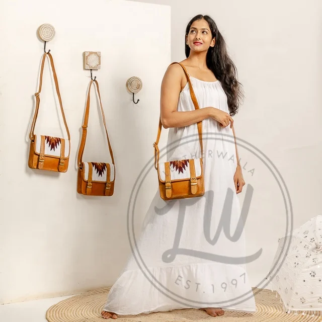 LW Hand Tooled Leather Bag Handbag Sling Bag Tooled Leopard Fur Leather Purse Women Leather Bags