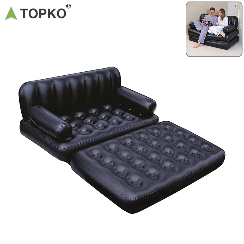 TOPKO High Quality Multifunctional Folding Inflatable Sofa for Outdoor Camping Portable Air Sofa Bed Two Seater