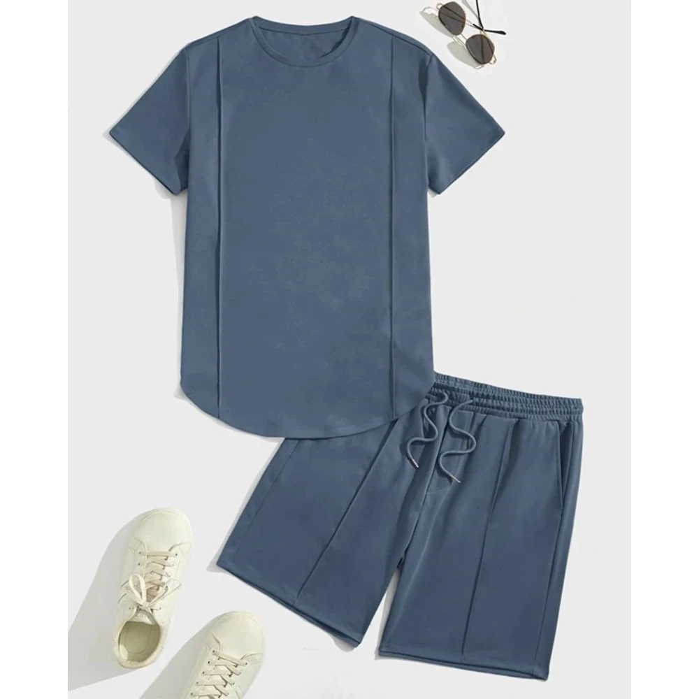 Custom logo sportswear sweat suits cotton t shirts short set tracksuit unisex jogging 2 pcs t shirts And short set