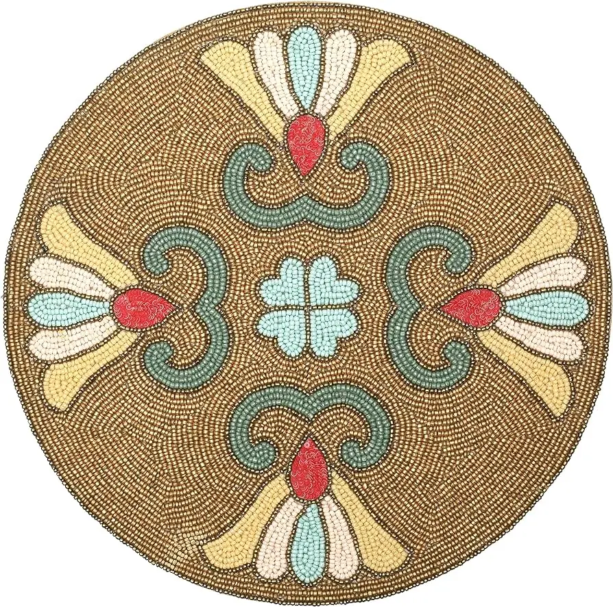 Prime Quality Round Place-mat Fancy Glass Beaded Place-mat for Dining Table Place-mat Decorative Runner for Wedding Embroidered