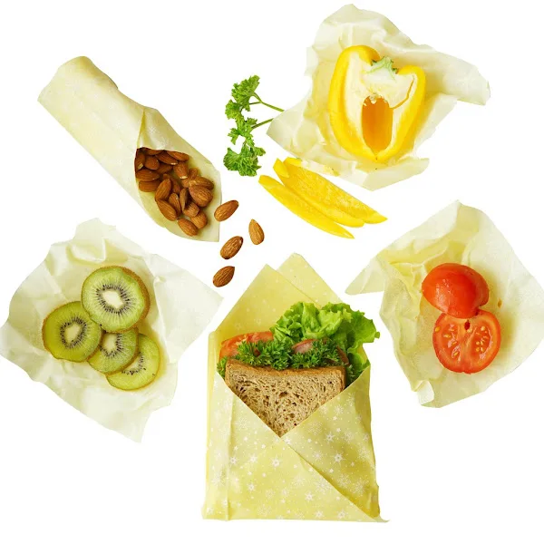 Reusable Food Wraps Beeswax Assorted 9 Pack Reusable Plastic Free Beeswax Food Wrap Beeswax Fresh Cloth  ANGLE