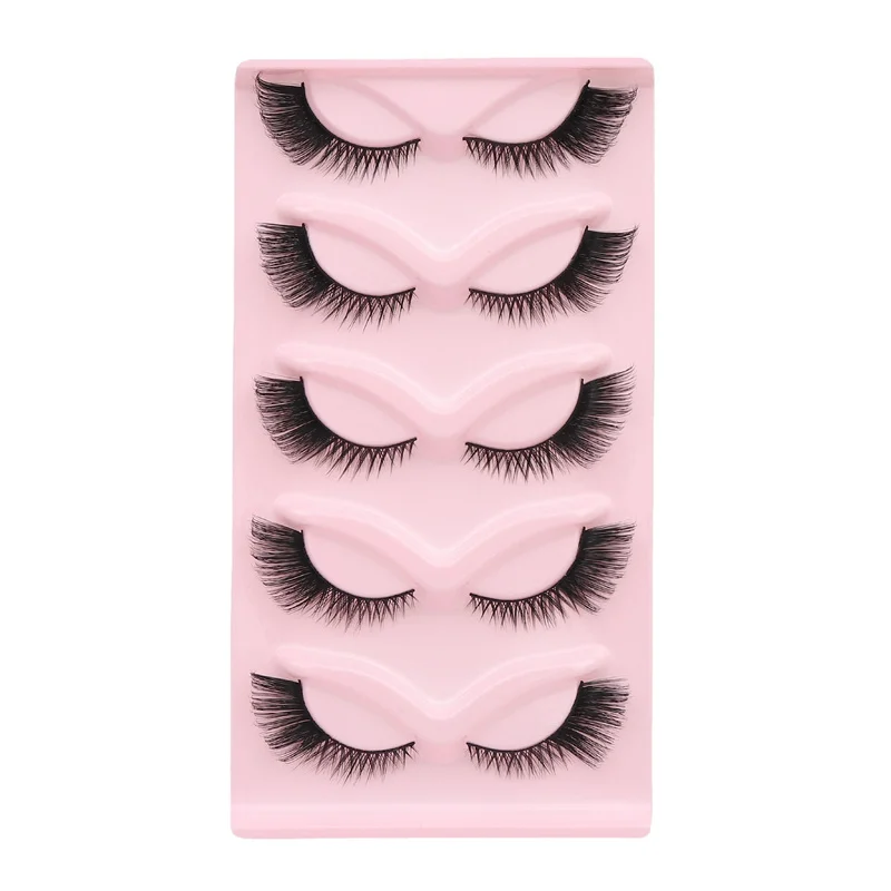 Wholesale New curlicat eye 3D eyelashes curling false eyelashes   eye tail pull long soft 5 pairs Fox  false eyelashes