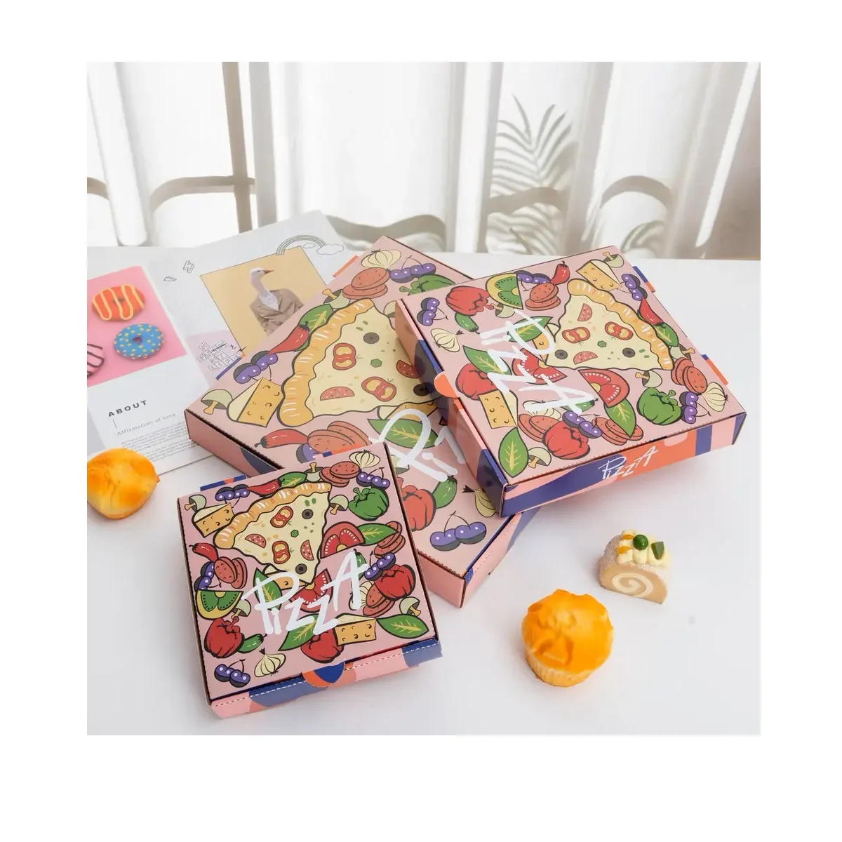Good Price Matt Lamination Corrugated Cardboard Art Paper Boxes Recycled Materials Custom Logo Pizza Box Packaging