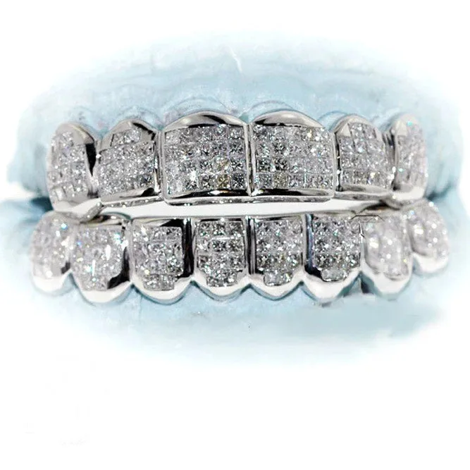 Prince Cut vvs moissanite custom grillz 10k solid Gold teeth grill Diamond Dust party gift decoration 2021 trendy style