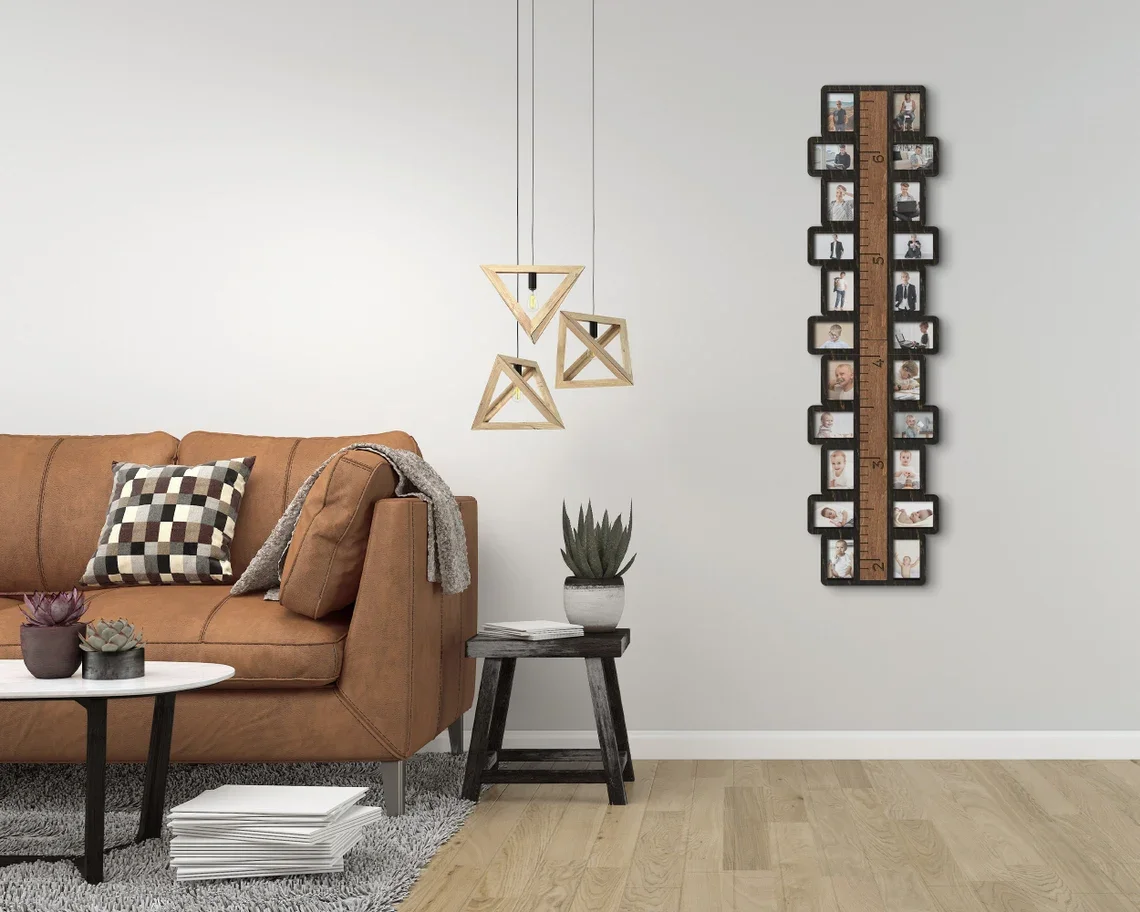 photos Kids photo frame Custom wood growth chart  ruler  for kid Engraved height ruler