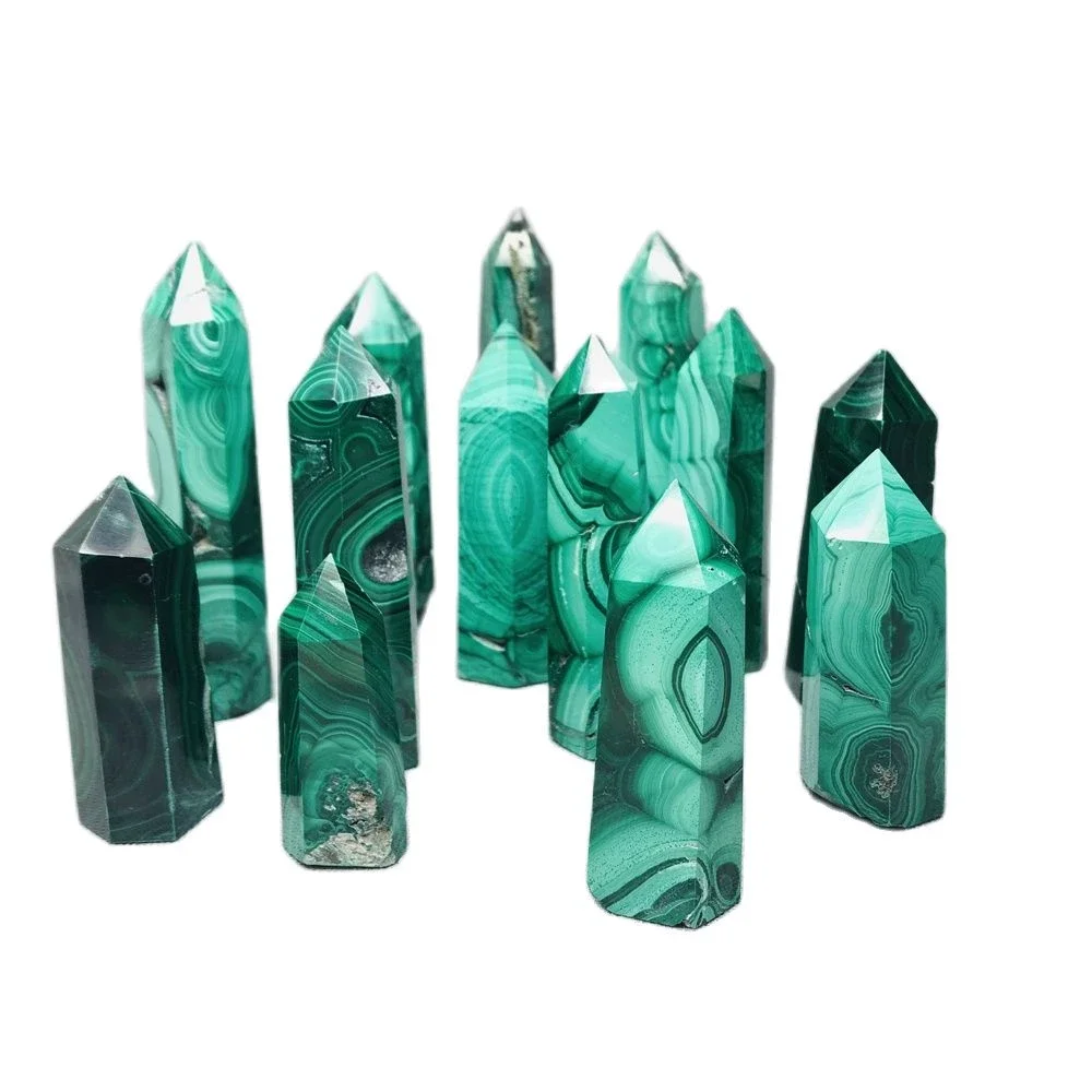 Malachite Tower Point Natural Crystal Point Gemstone Tower Low Price Wholesale Malachite Point Crystals Supply