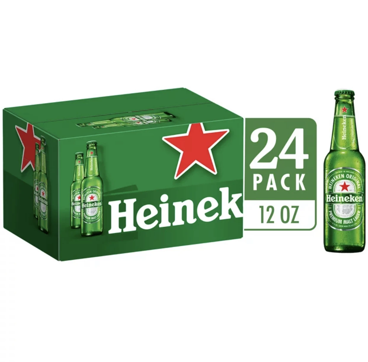 Number one Bulk Heineken Alcoholic Original Lager Beer, Netherlands Premium Quality Malt Lager - 24pack/12 fl oz Bottles