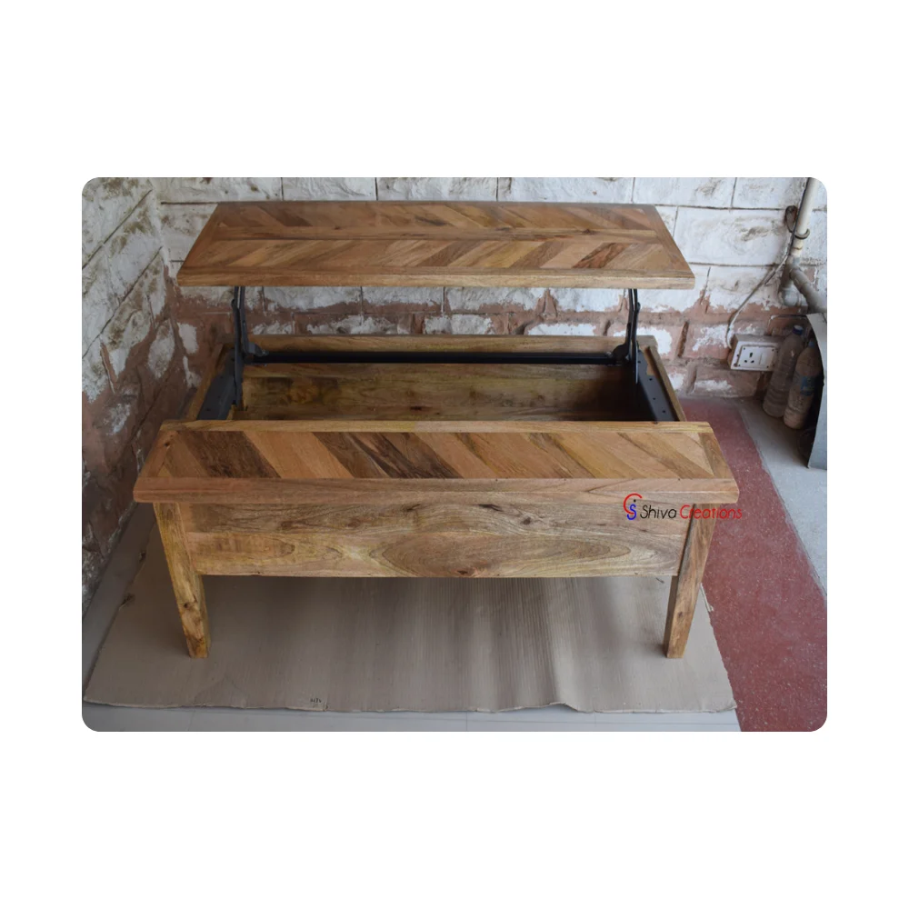 Mango Wood Furniture Wooden lift up top coffee table with storage Modern wooden Indoor furniture manufacturer
