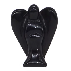 Wholesale Natural Black Obsidian Gemstone Fairy Angel Statue Crystal Figurines Angel Craft For Reiki Healing Meditation & Vasstu
