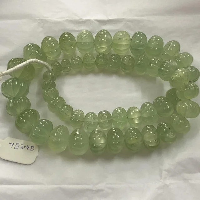 High Quality Natural Prehnite Stone Carved Melon Shape Loose Beads Wholesale in Best price From India Manufacturer And Exporters