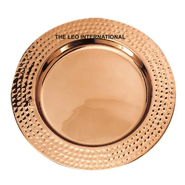 gold beaded fancy white metal charger plate for dinner table