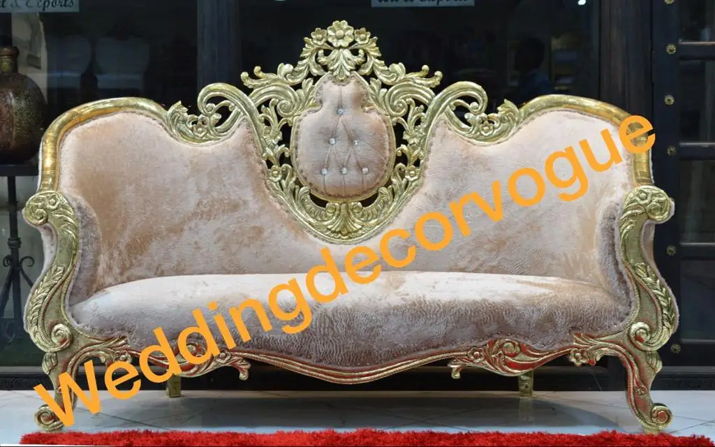 Rental Wedding Party European Modern Style High Back Gold Wedding Royal King And Queen Chairs Throne