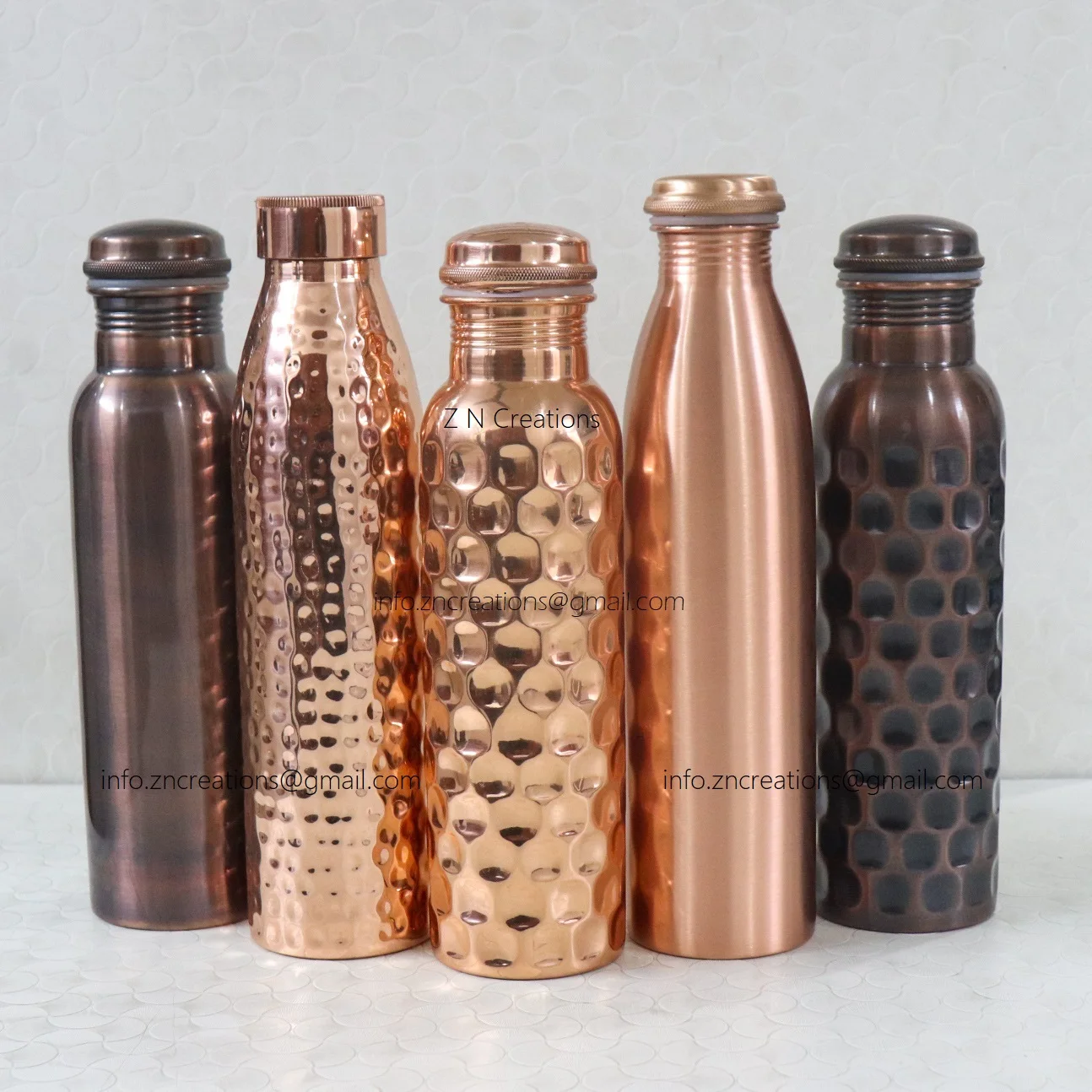 100% Pure & Handmade 1L Copper Water Bottle Leak-Proof Yoga Drinkware With Custom Logo Direct Manufacturer for Camping