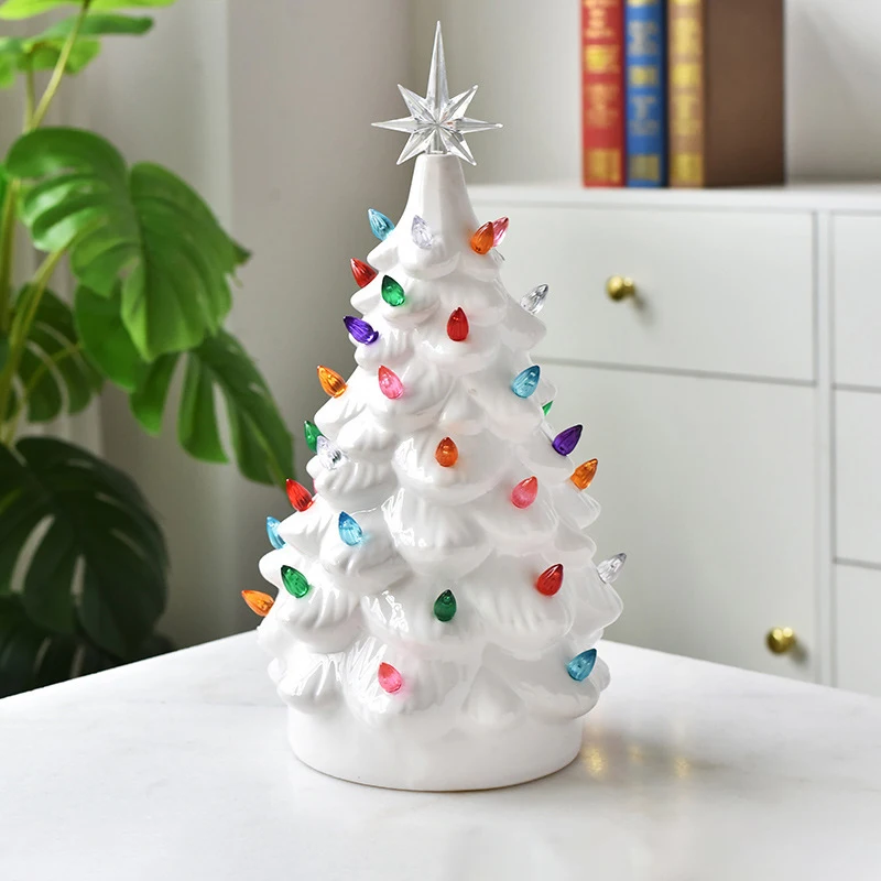 Holiday Decoration Green Ceramic Christmas Lighting Tree