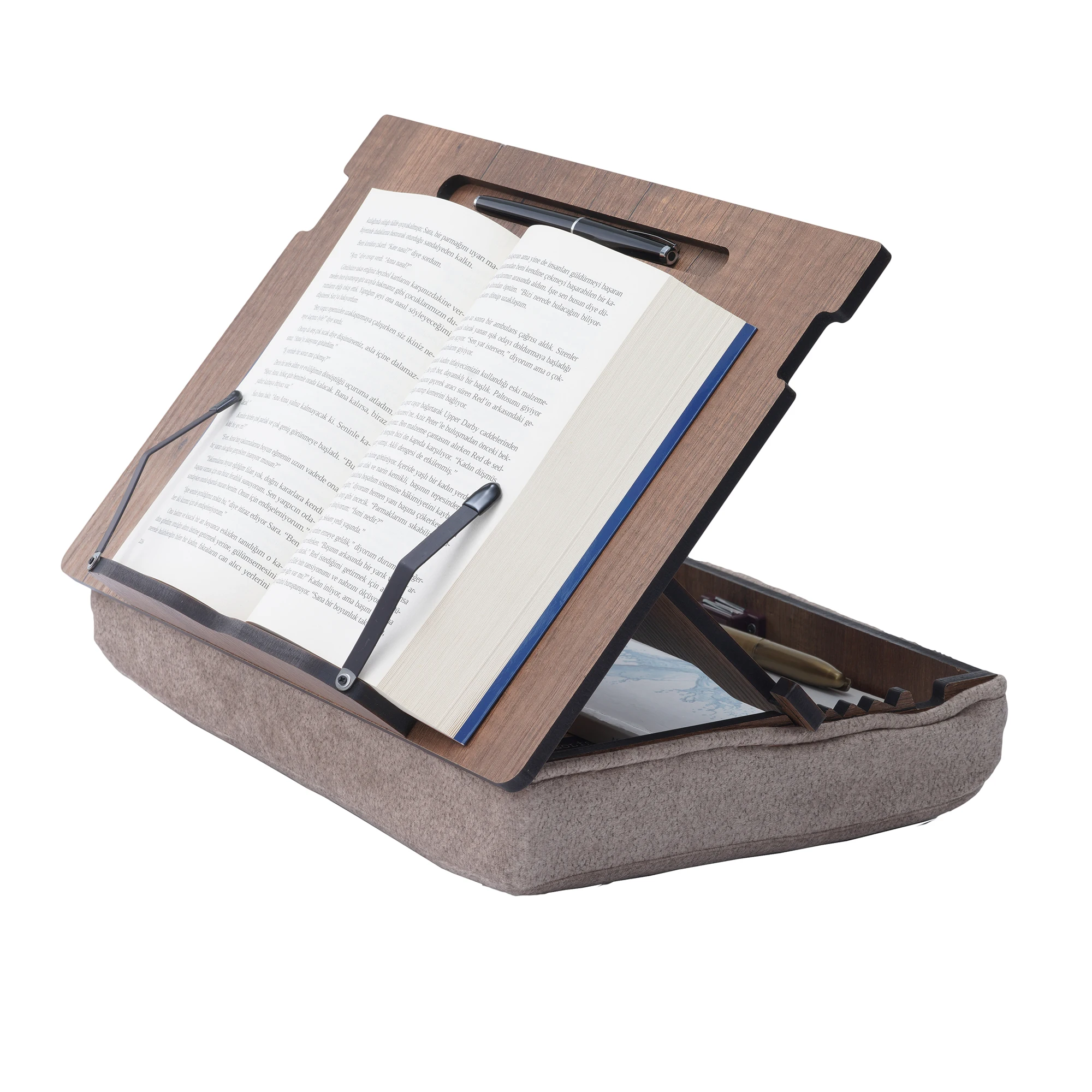 Quran Book Stand with Storage Book Holder Reading with 5 Adjustable Height Foldable Wooden Cooking Bookstand for Textbook