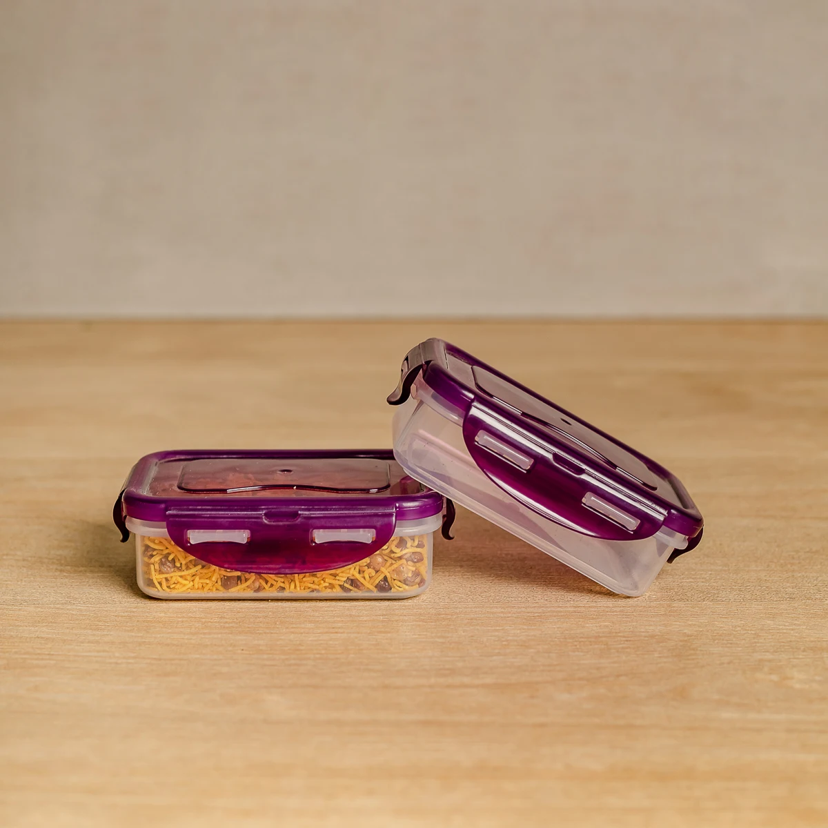 BPA Free Transparent Clear Rectangular Plastic Food Containers Air Tight with Lid  Cafe Food Keeper Mini (150ml)