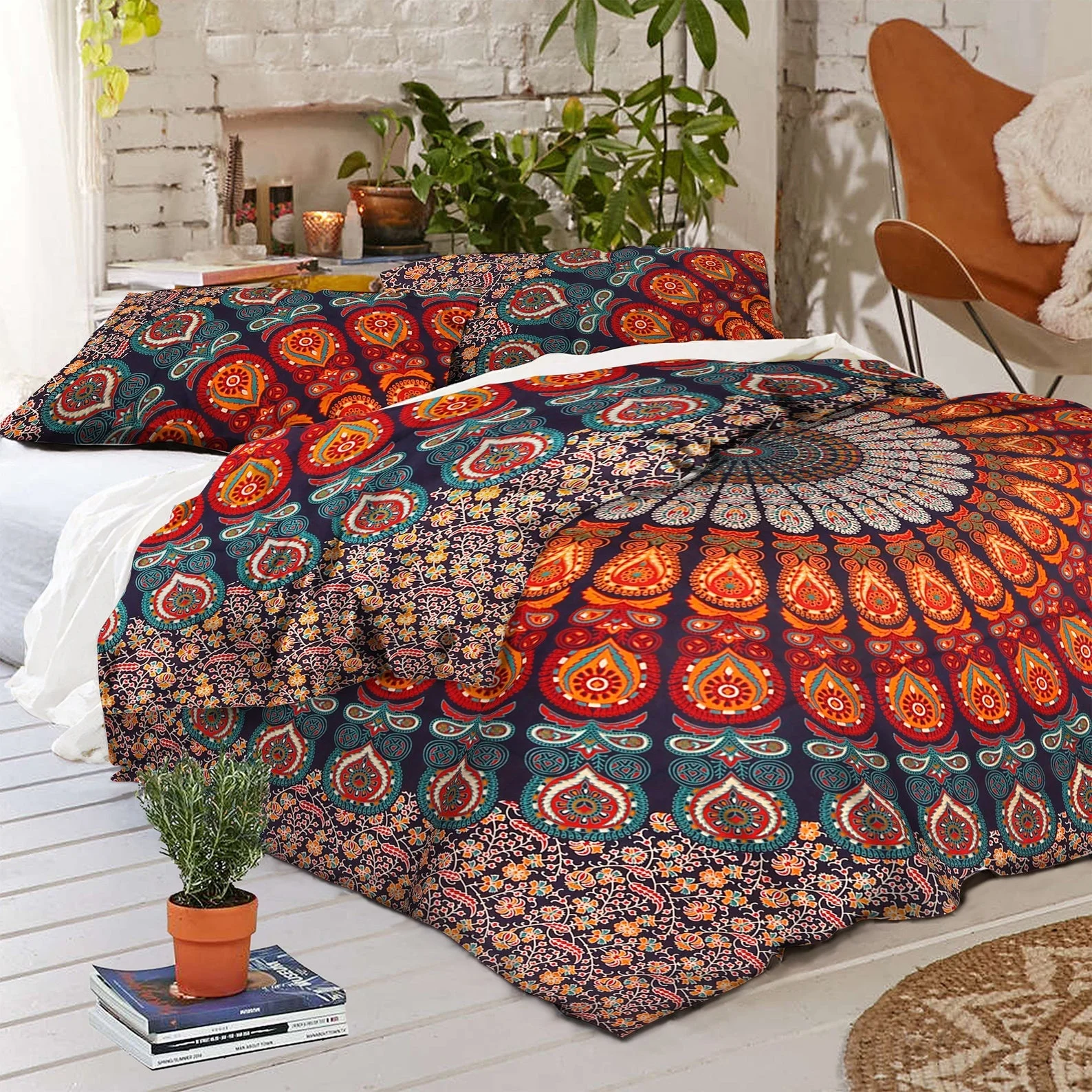 King Size Mandala Bedding Tapestry Hippie Bohemian Bedspread Bed Cover Throw Bohemian Mandala Comforter Set (10000005172862)
