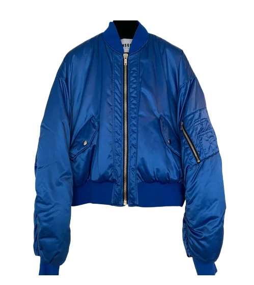 Ruched Shell Bomber Jacket