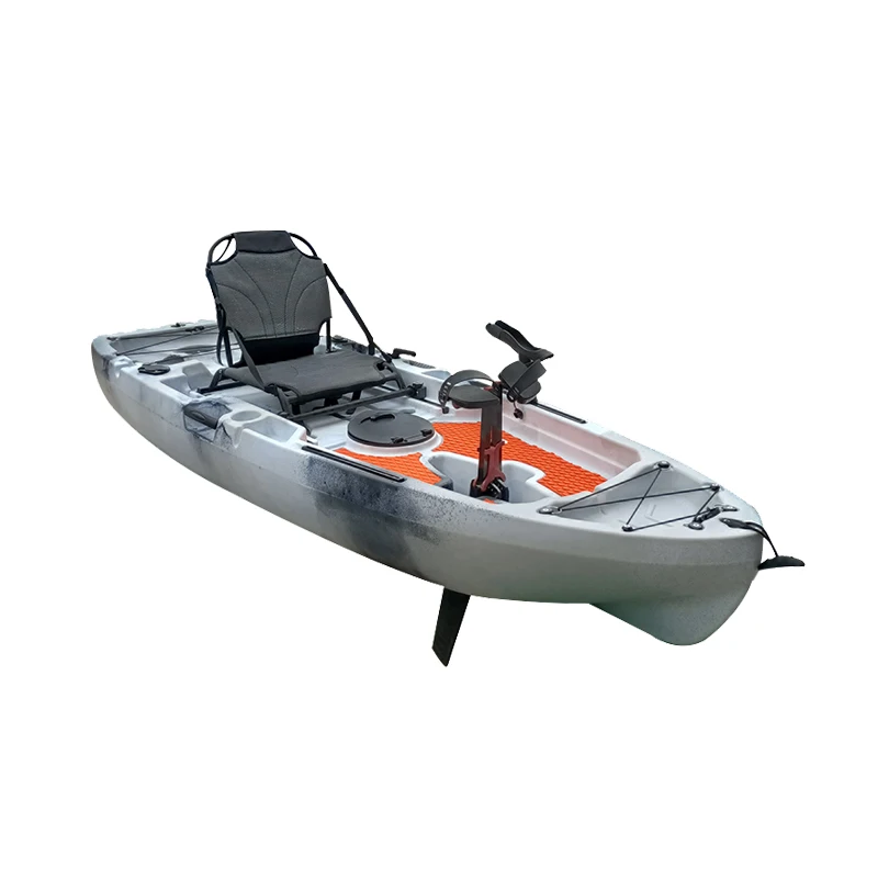 Single Paddler Kayak with Double Pedal Drive PVC PE Aluminum Hull Sit-On Foot for Fishing Plastic Canoe Material