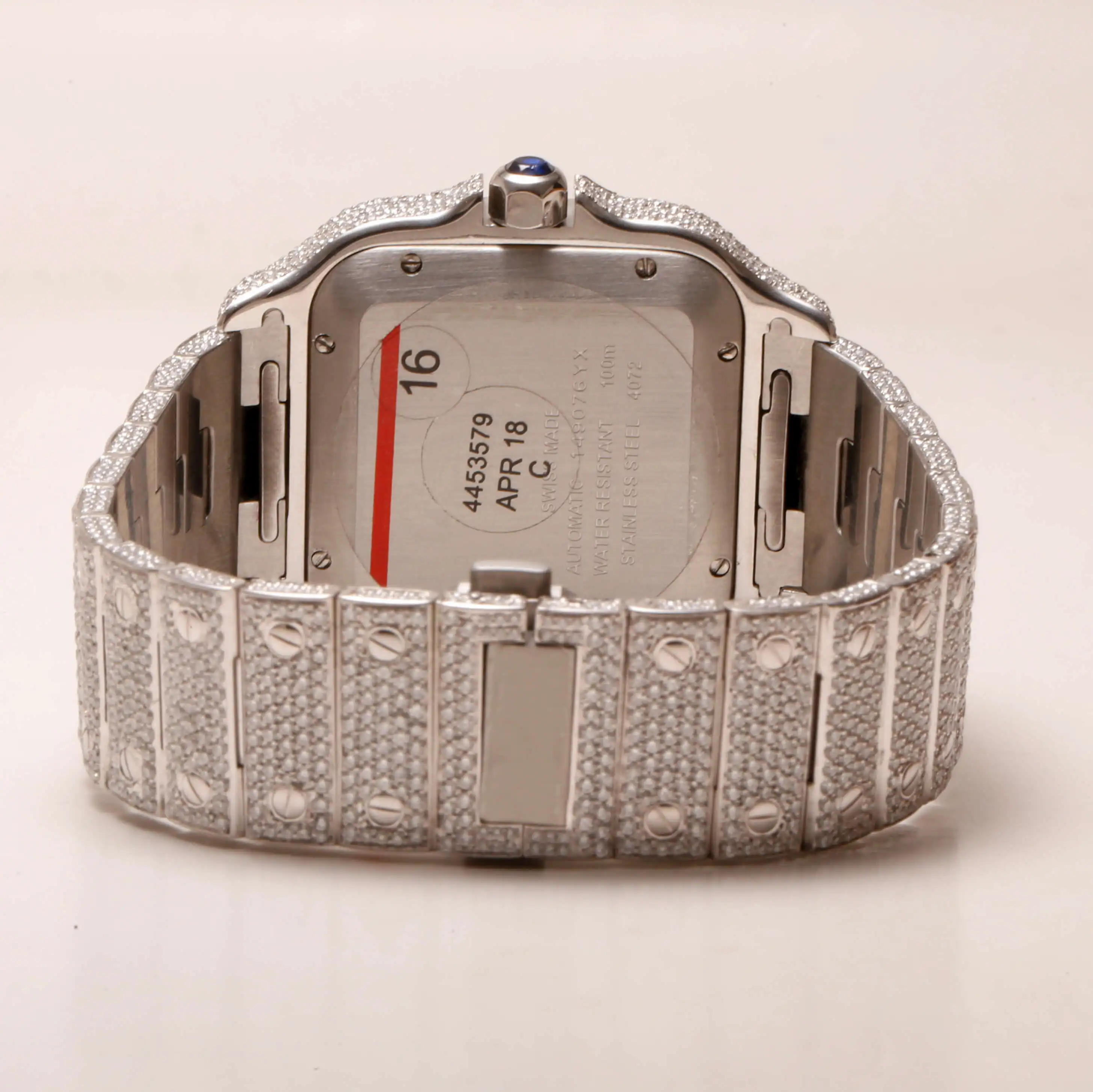 Tester Passed Big Dial Mechanical Belt Iced Out Unisex Bezel Silver Custom Logo with Box Moissanite Bling Diamond Wrist Watch