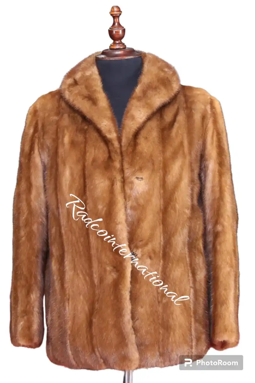 Mens Brown Real Mink Fur Leather Jacket With Customization With  Multiple Colors Jackets