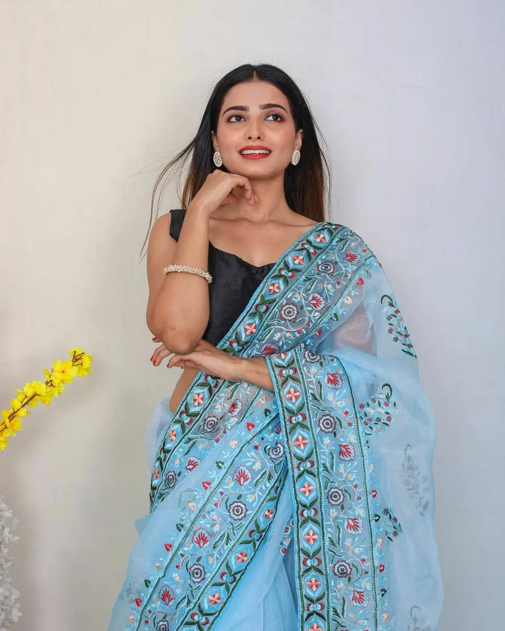 New launch soft Organza silk with Multi-thread and embroidery Find Saree Manufacturers in Indian Saree