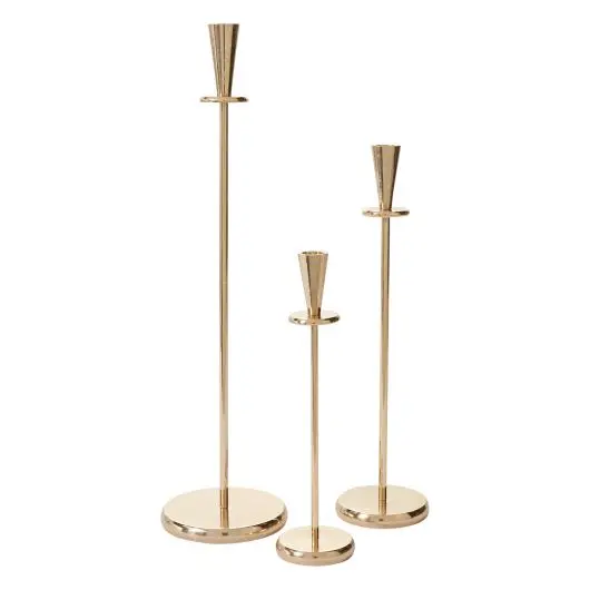 Aluminum Tall Candlestick Pillar Holder Gold Plated Table Candle Art decoration Candelabra Candle Stand Set of 3