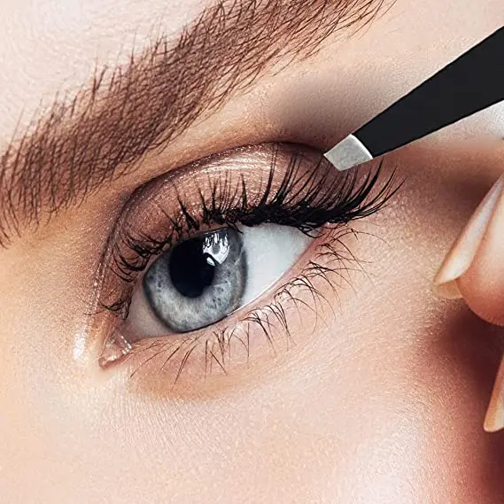 5-Piece Tweezers Set Stainless Steel Slant Tip and Pointed Eyebrow Tweezer Set Great Slant for Facial Hair Ingrown Hair