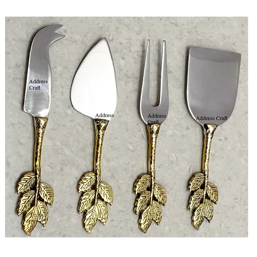 Direct Factory Price Stainless Steel With Brass Handle Cheese Set SS Cutlery With Branch Design Handle Home And Kitchen Cutlery