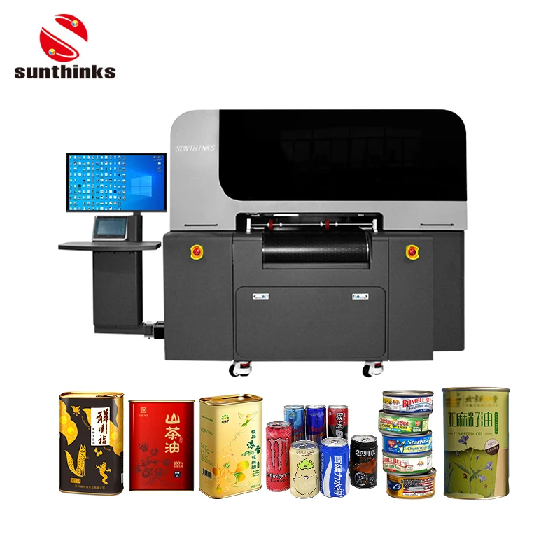 Sunthinks Plastic Cards UV Printing Machine High-Speed Printing Wooden Board Inkjet Printer Single Pass Digital UV Printer
