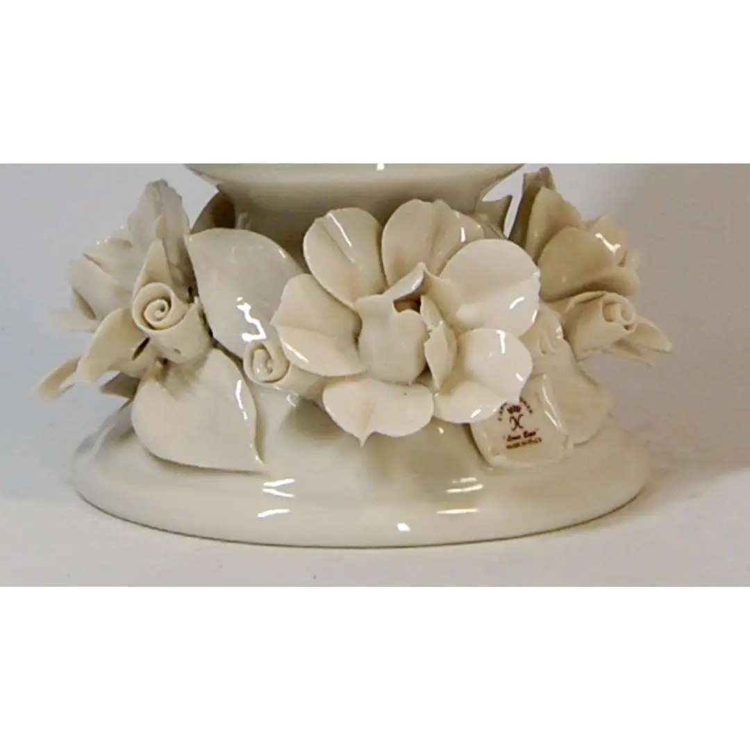 Tammaro Home Italian High Quality Glass Vase with Capodimonte Shiny Foot Flower Holder Lucky Home Decoration