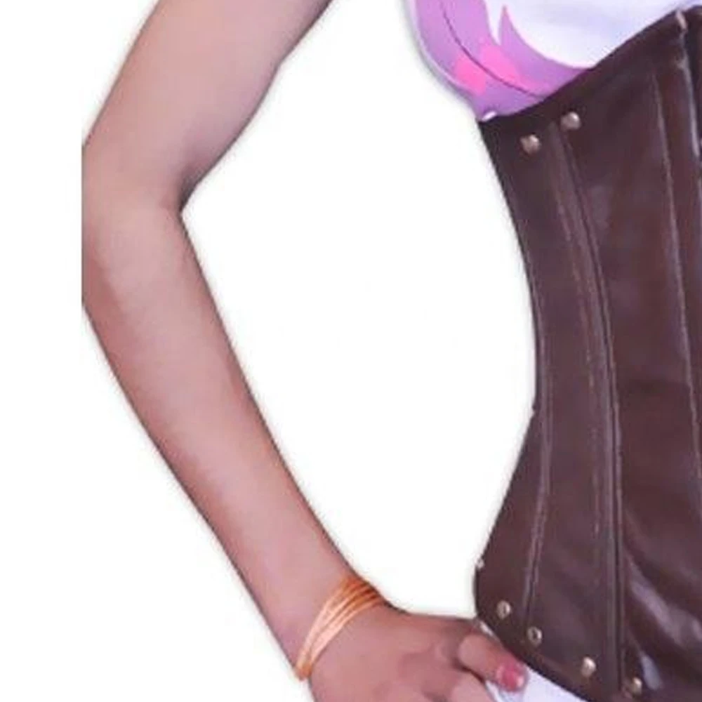 COSH CORSET Overbust Steelboned Waist Cincher Brown Leather Corset With Studs And Busk Customized Curvy Outfit