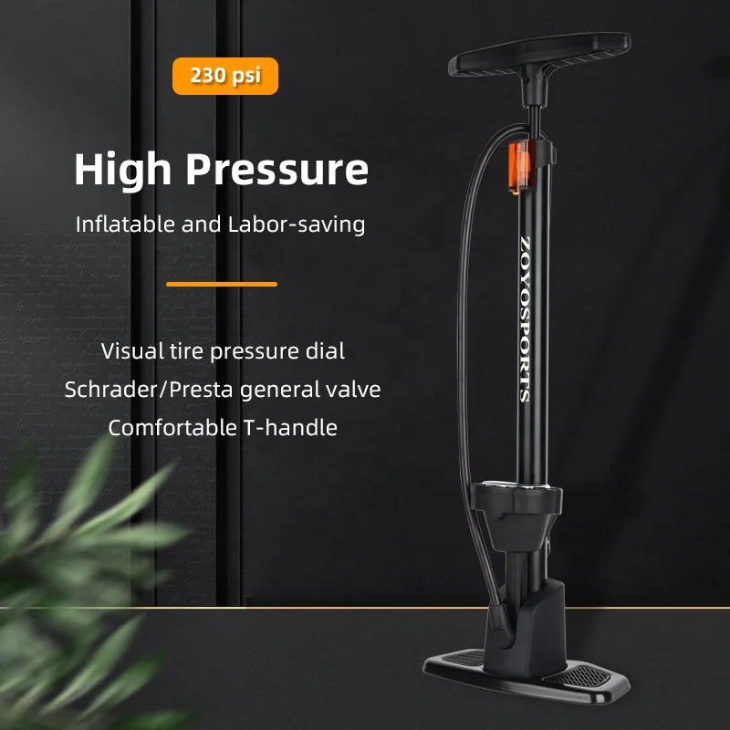2022 New Design 230PSI Bike Pumps With Large Barometric Dial High Quality Bicycle Accessories Bicycle Floor Pump