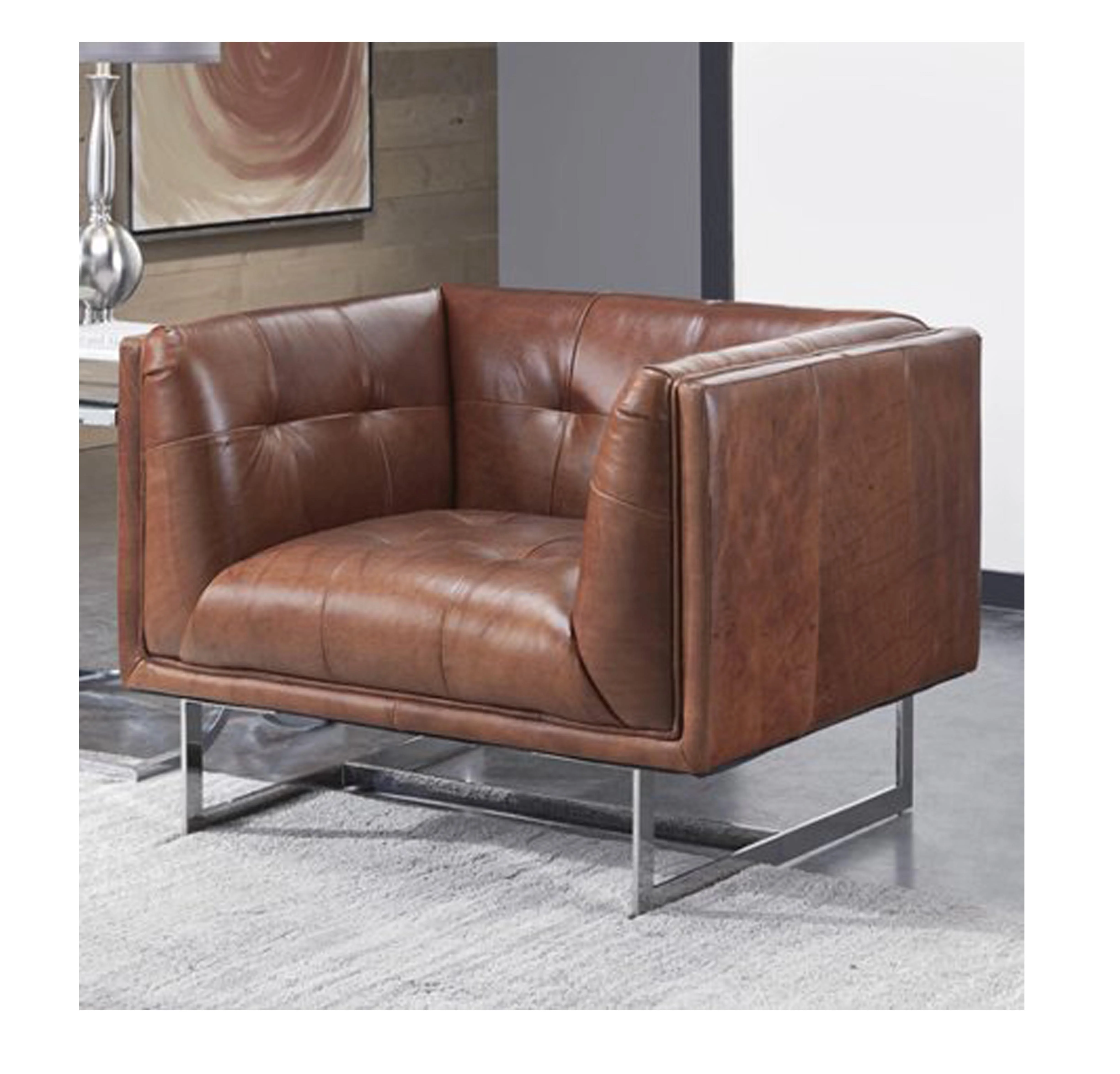 Modern Design 100% Pure Leather Wide Genuine Leather Top Grain Leather Armchair