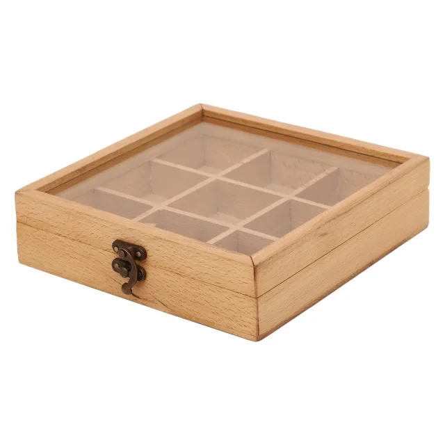 Premium Quality Natural Finished Solid Wood Spice Box Storage Container Jars With Spoon Manufacturer Indian Factory