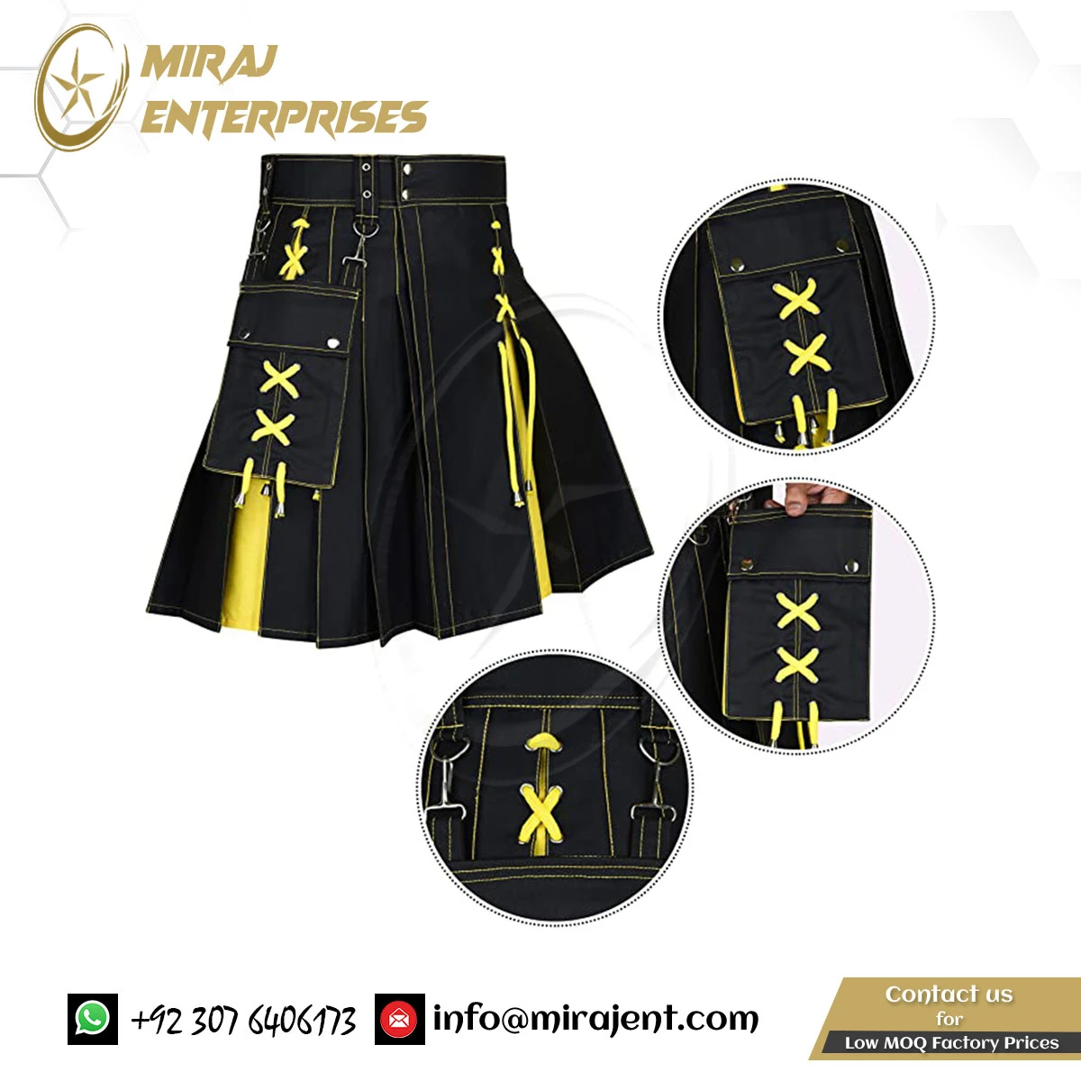 Utility Kilt-Wedding Kilt Scottish Modern Two Tone Cotton Utility Kilts for Men-Sports Wholesale supplier