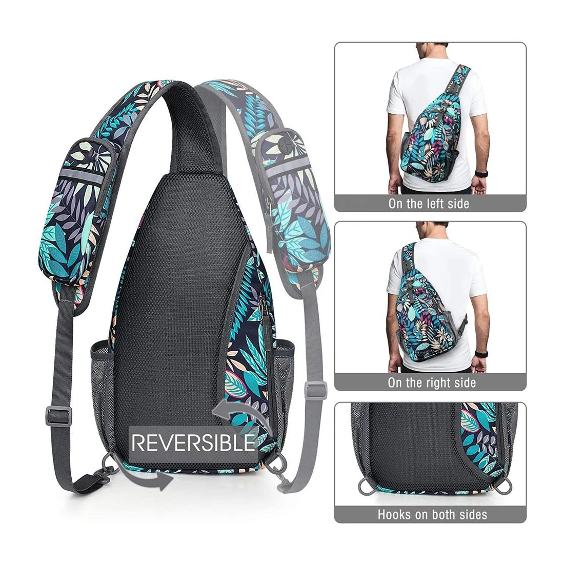 Male Multifunctional Waterproof Chest Strap Messenger Bag Practical Crossbody Shoulder Bags Light Feature Polyester Printed