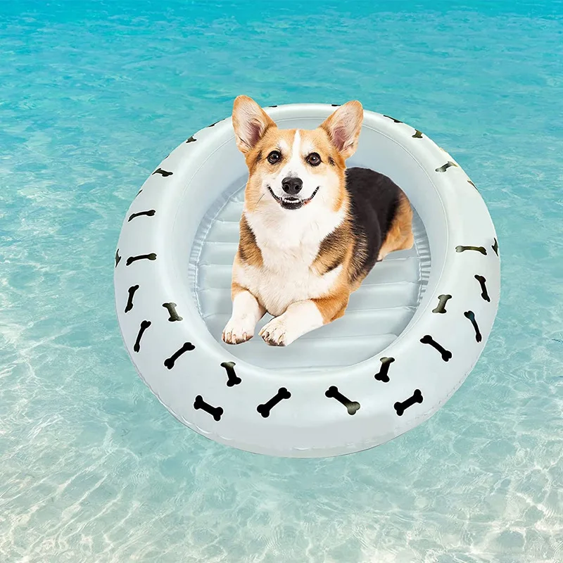A04  Inflatable Pets Dog Pets Water Toy Floating Chair Boat dog Swimming Pool Beach Mat Swimming Pool Toy