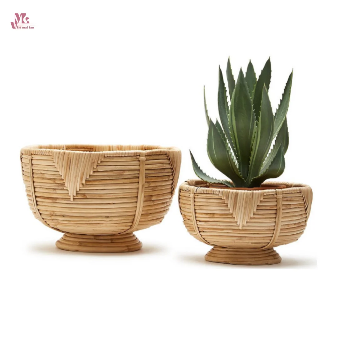 wholesale woven rattan flowerpot handmade stackable planter flower pots & planters Made in Vietnam